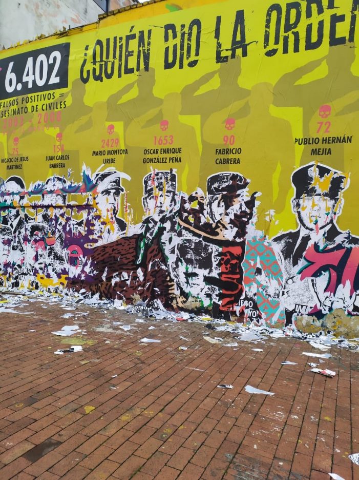 Mural sobre «falsos positivos» vandalizado en menos de 48 horas en Bogotá