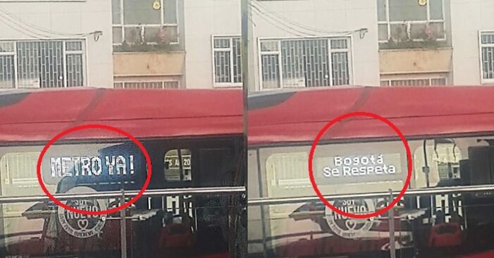 Aparecen letreros de “Bogotá se respeta” en buses de TransMilenio