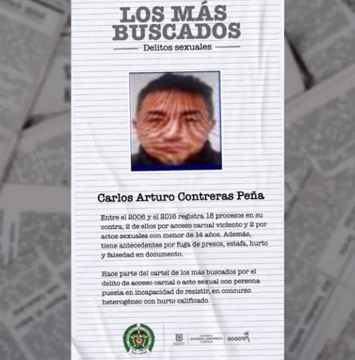 Publican foto del hombre más buscado por abuso sexual en Bogotá
