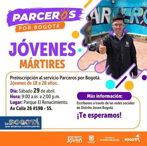 Inscripciones a ‘Parceros por Bogotá’ este sábado 29 de abril en Los Mártires