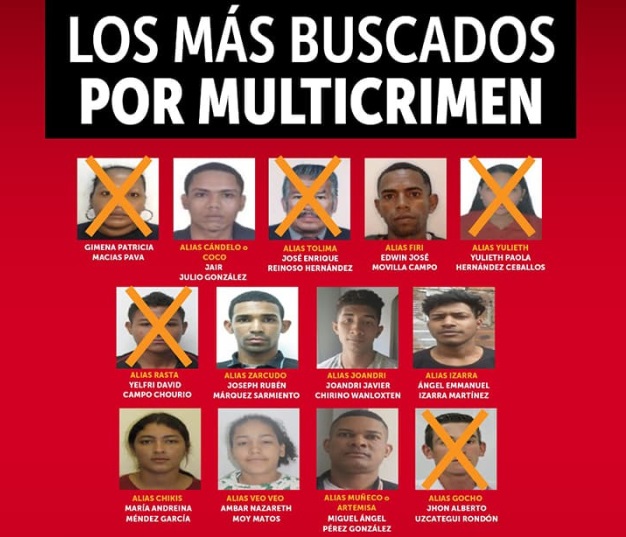 Policía Nacional publica cartel de los delincuentes más buscado en Bogotá